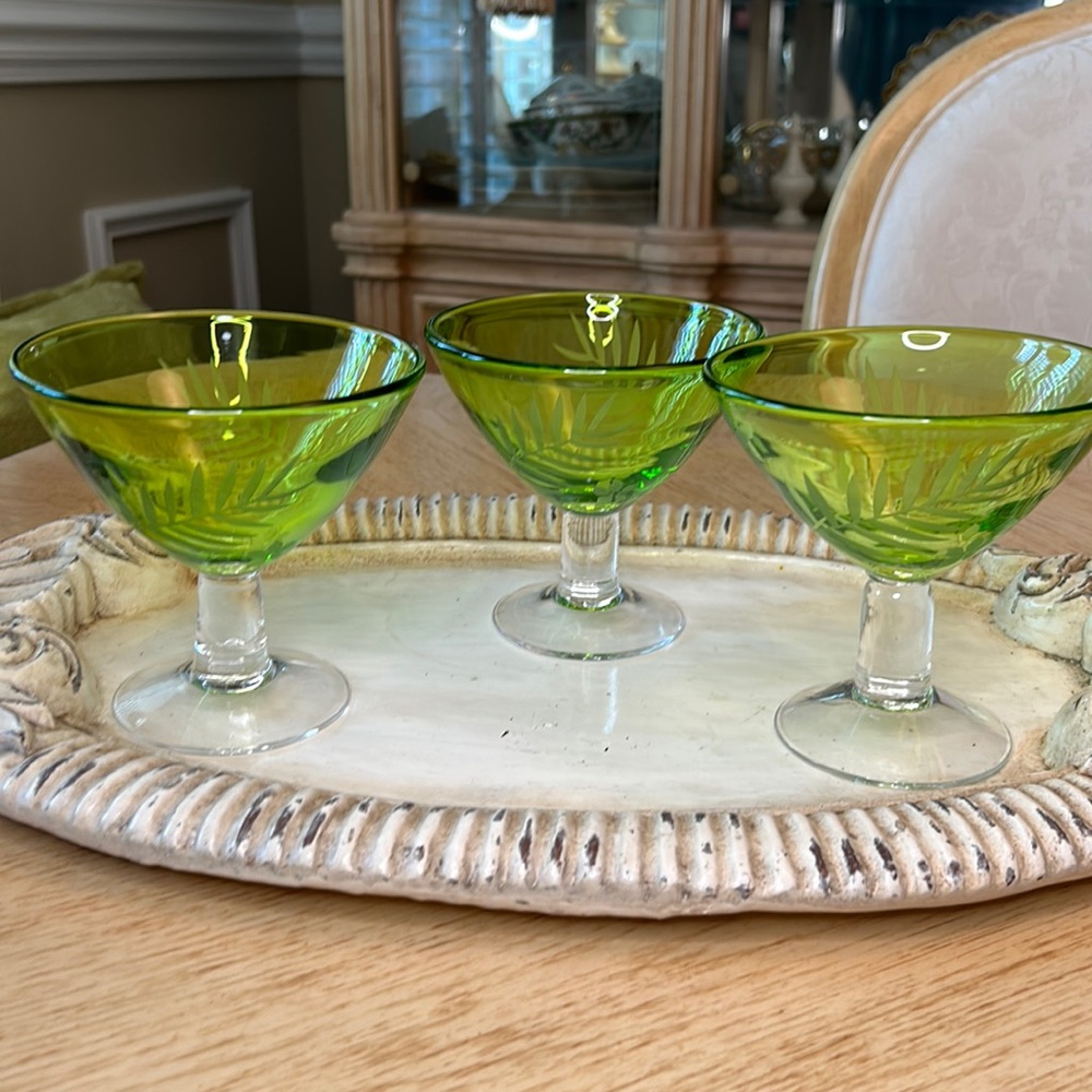 Tropic-Green by Michael Weems Margarita/Sherbert Glasses (3)